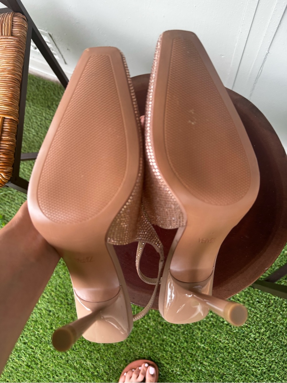 Zara Rose Gold Crystal Slingback Heels - Picture 4 of 6